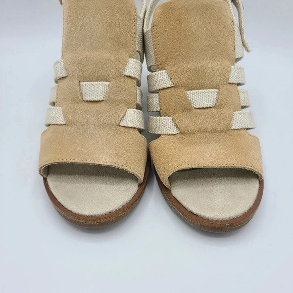 Toms Majorca NWOT Woven Suede Canvas Heels Sandals Honey Suede Yarn Dye 6.5 - Picture 6 of 14